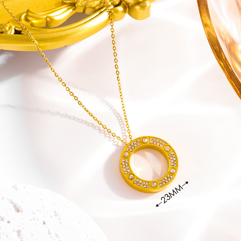 Wholesale Kajia Pancake Gumpsial Star Diamond-encrusted Six-diamond Necklace 18K Ring Necklace Couple Titanium Steel Clavicle Chain All-match Pendant