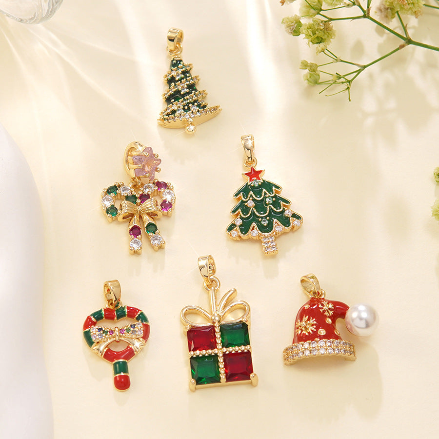 Wholesale Christmas stainless steel  micro-inlaid  bowknot necklace