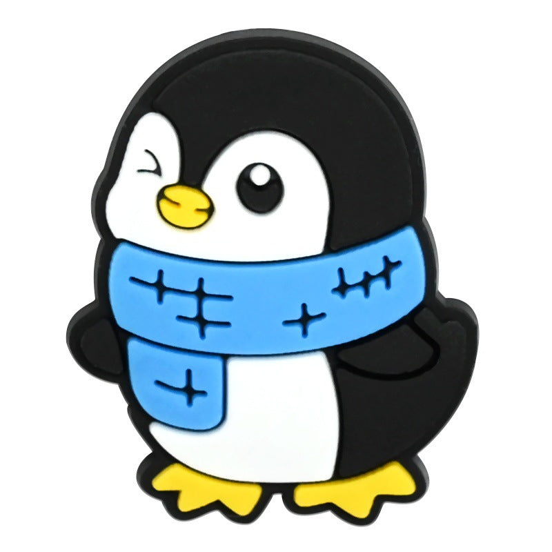 Wholesale   Random 100pcs Creative Cartoon Penguin Series PVC Soft Rubber Shoe Buckle Decoration