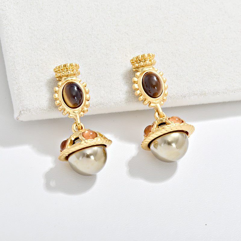 Wholesale Light Luxury Natural Stone Dynamic Glass Earrings ACC-ES-JiuJia002