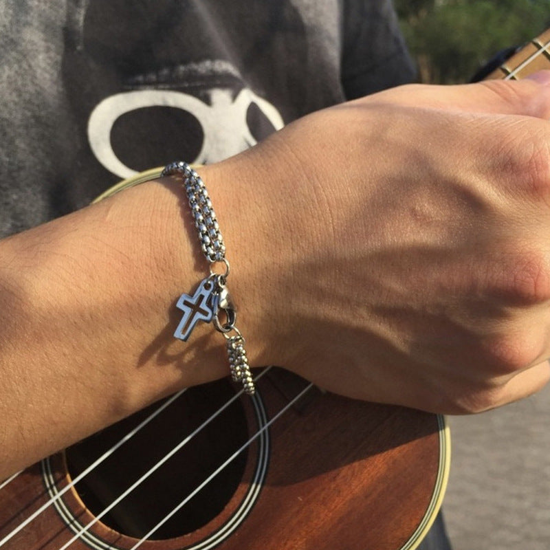 Wholesale Cross Hollow Double Chain Cross Stainless Steel Bracelet ACC-BT-YingHao001