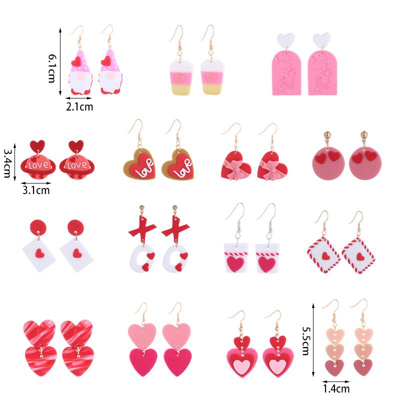 Wholesale Polymer Clay Valentine' s Day XO Heart Envelope Earrings