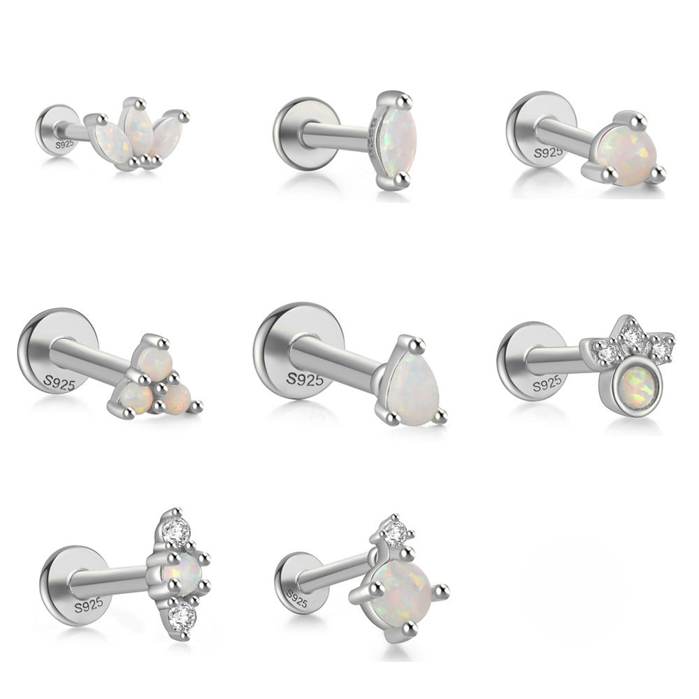 Wholesale 925 sterling silver flat head piercing thread ear bone stud earrings