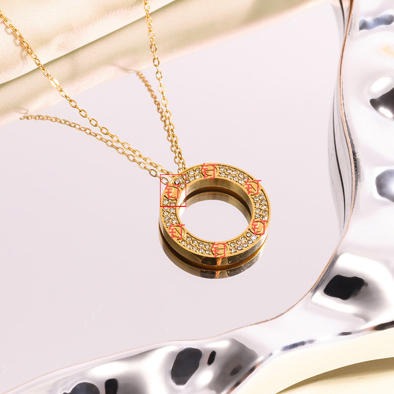 Wholesale Starry Sky Gold Plated Disc Pendant Necklace,  Chic Fashion Jewelry Gift for Women