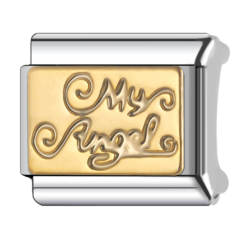 Wholesale Italian Charm Bracelet 9mm DIY Splicing Gold Series Stainless Steel Composable Bracelet