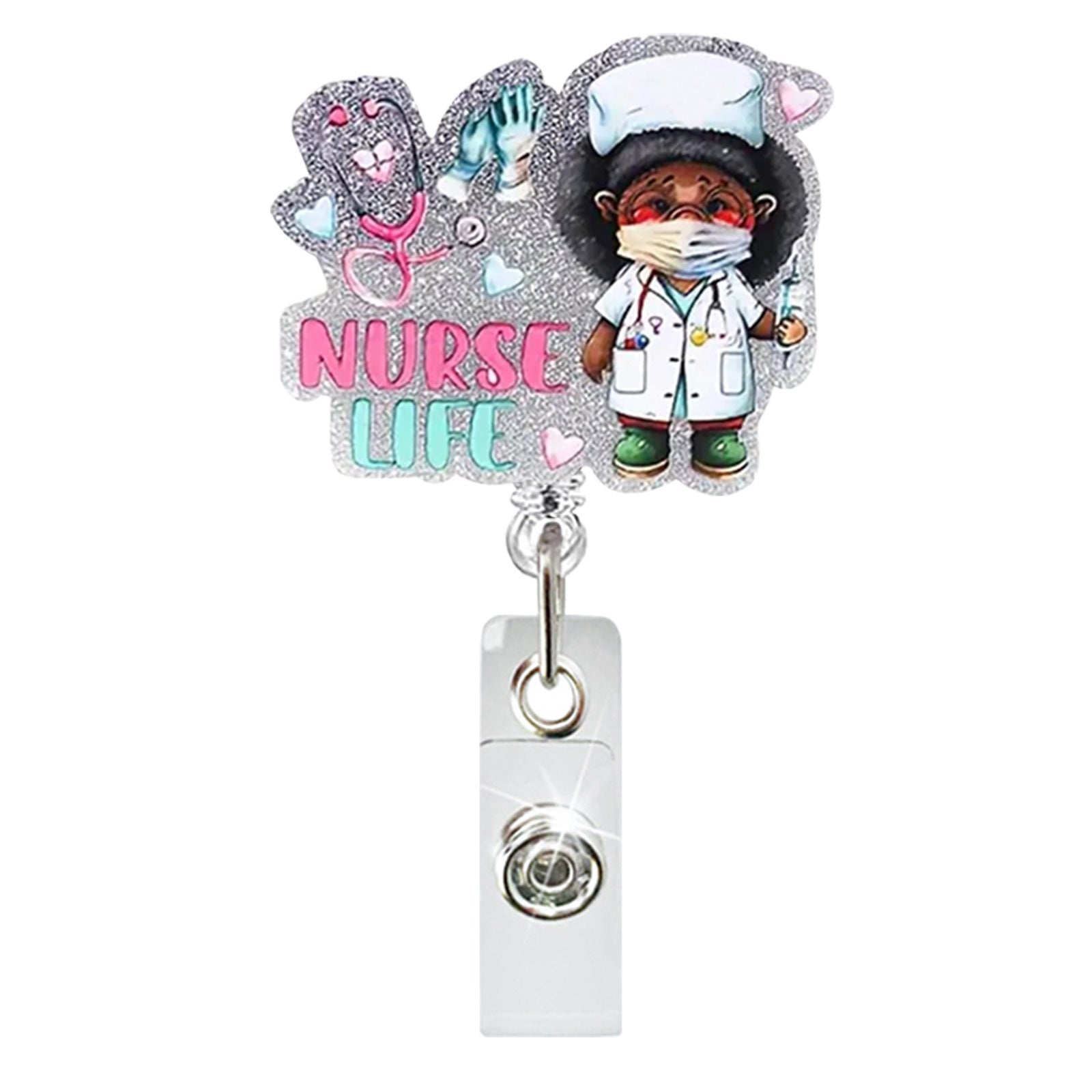 Wholesale Glitter Nurse ID Acrylic Badge Scroll Retractable Keychain Badge Reels ACC-KC-ChiHai011