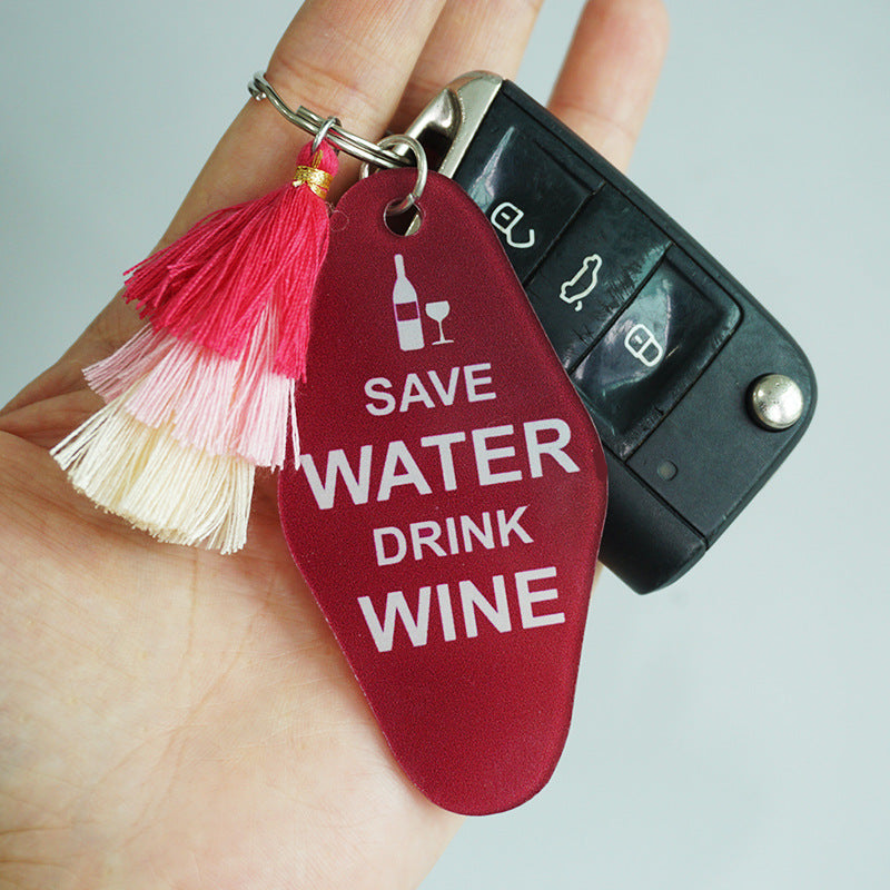 Wholesale 2pcs Father's Day Wine Lover Beer Red Wine Quit Alcohol Acrylic Keychain ACC-KC-HY023