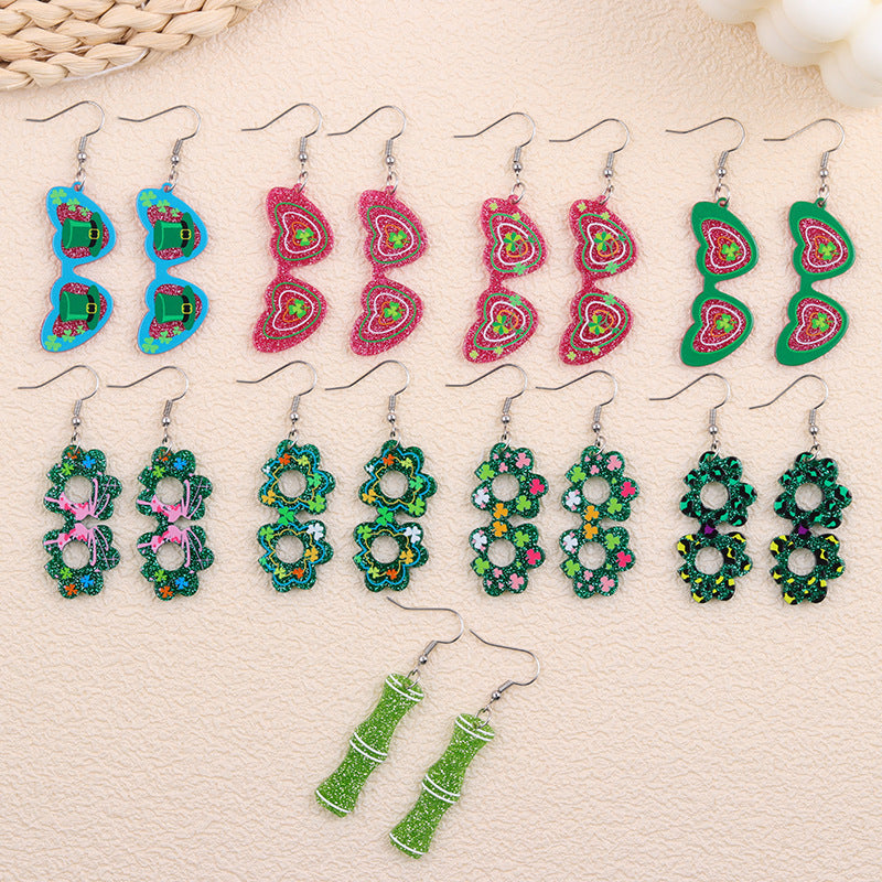 Wholesale  Irish Clover Acrylic Earrings