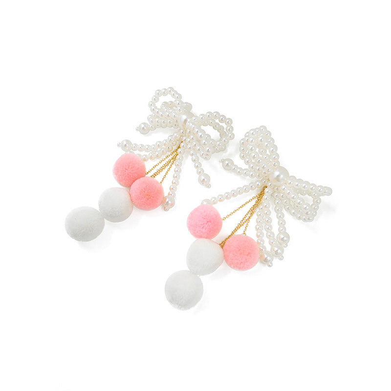 Wholesale  Pearl Exaggerated Bow Earrings