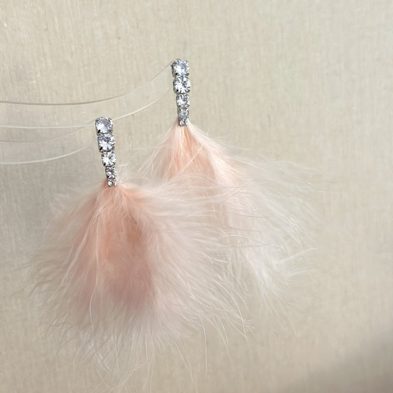 Wholesale Silver Needle  feather earrings