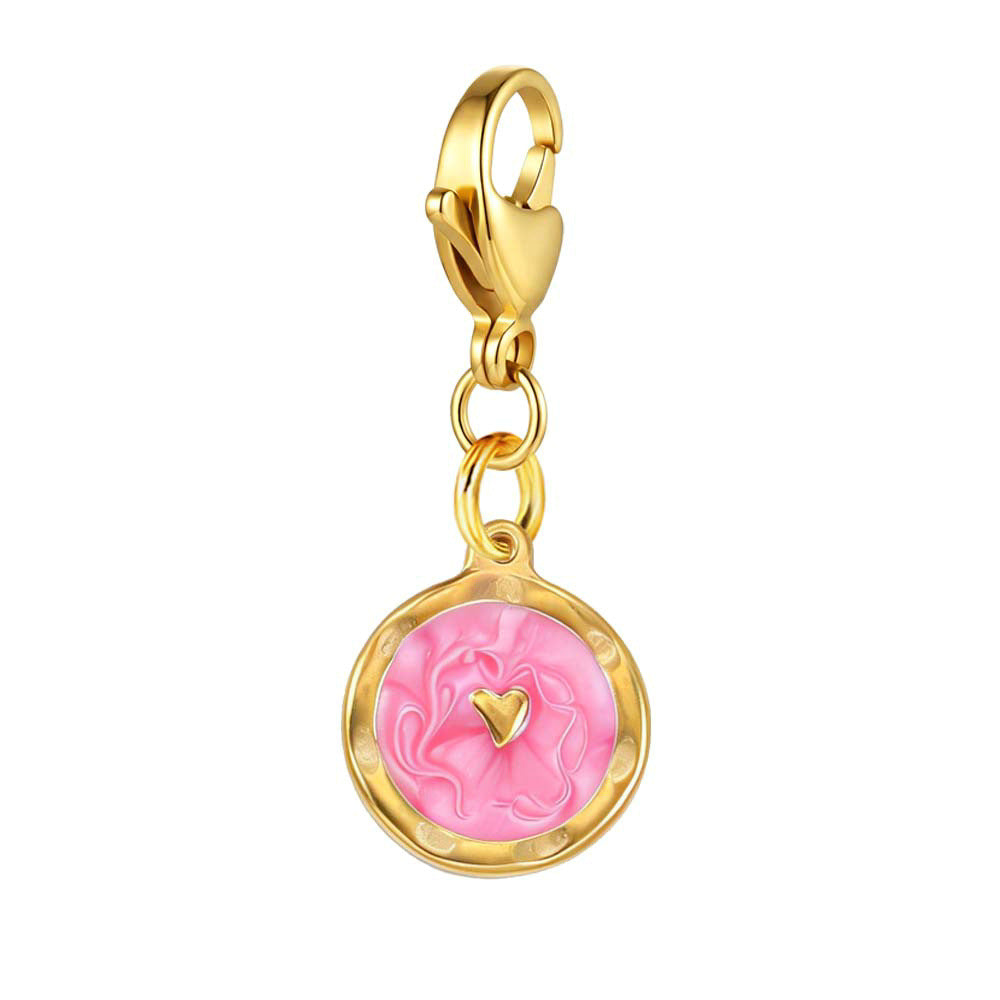 Wholesale Stainless Steel Electroplated Round Small Pendant with Lobster Clasp for DIY Jewelry Making