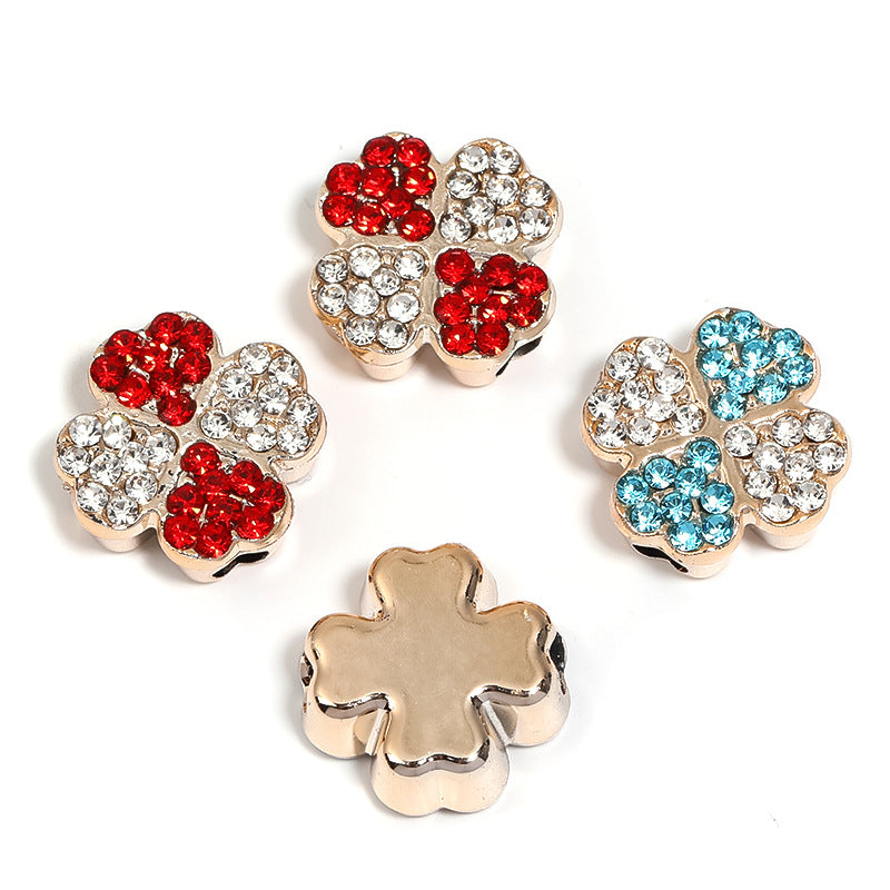 Wholesale 100pcs Diamond Inlaid Four-leaf Clover Acrylic Through-hole Beads Diy Accessories ACC-BDS-BLG056