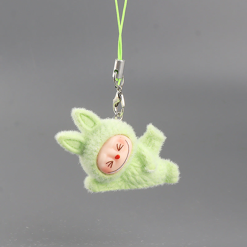 Wholesale 10pcs resin flocking side cute cartoon keychain mobile phone charm