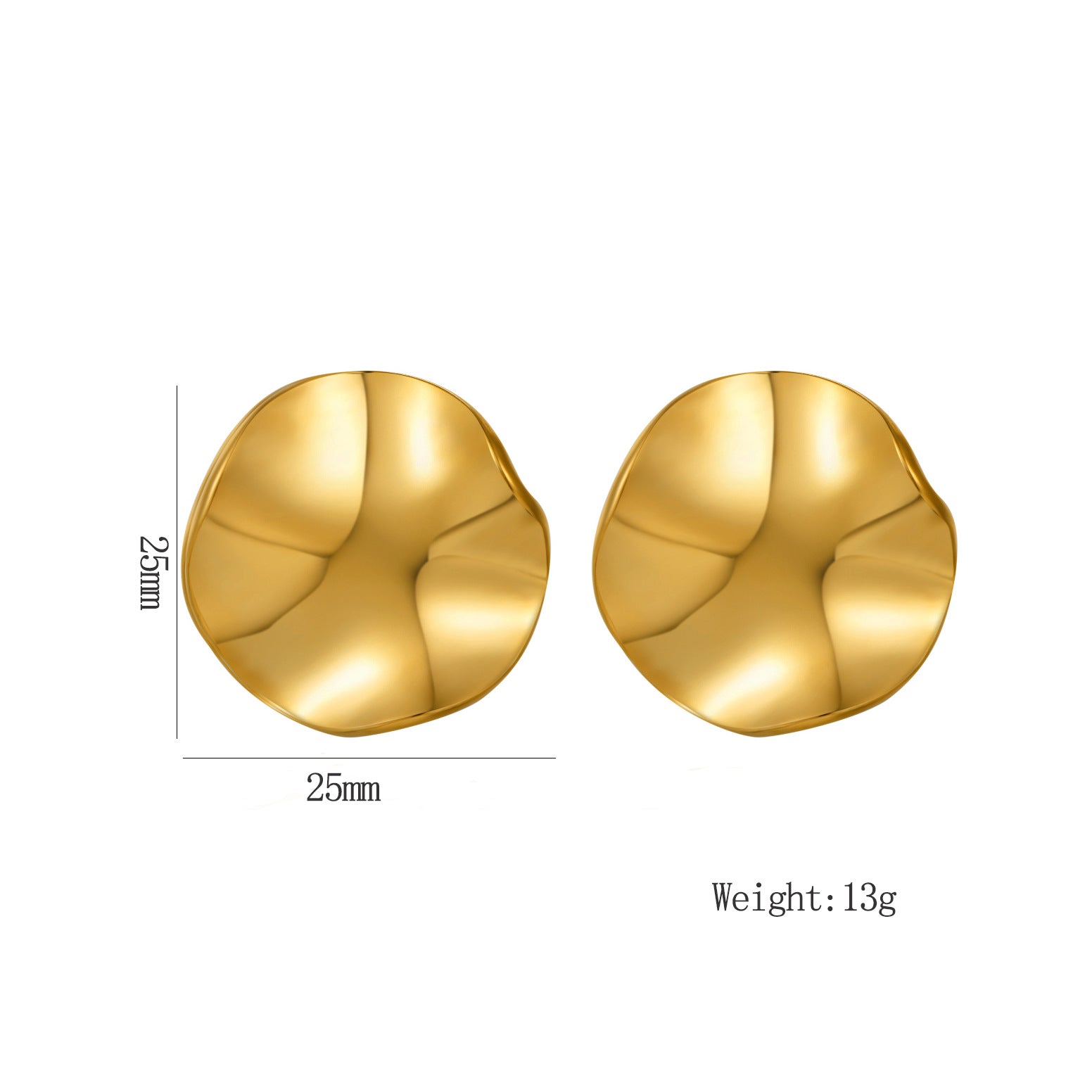 Wholesale Glossy Irregular Shaped Geometric Pleated Origami Love Round Earrings Stainless Steel Earrings ACC-ES-Hongx005