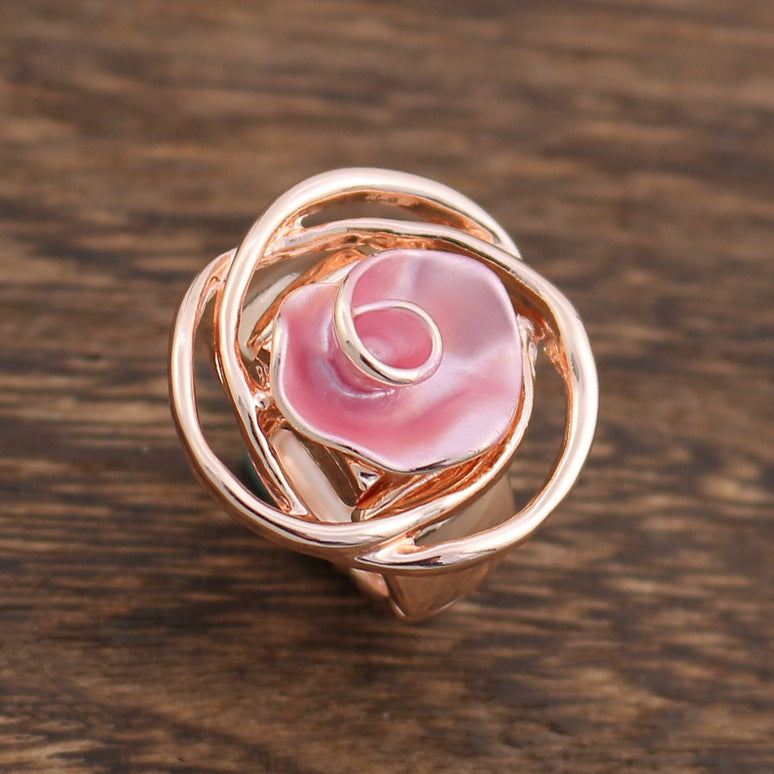 Wholesale Elastic Alloy Rose Flower Ring