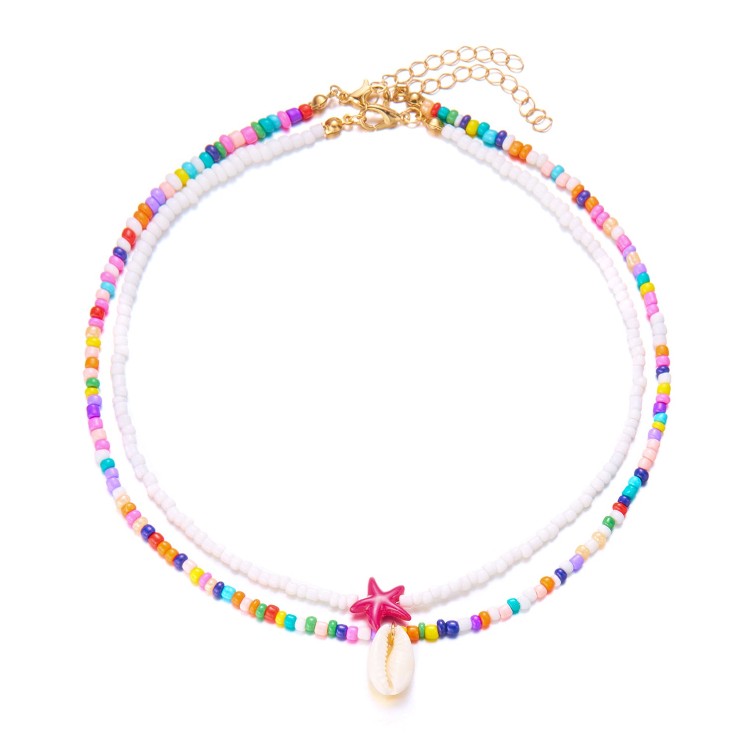 Wholesale  Bohemian Holiday Style Necklace  Rice Bead Double Layer Necklace