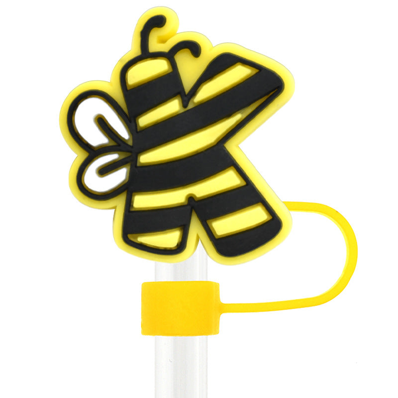 Wholesale Random 100pcs Bee Letters 10mm Straw Tube Cap ACC-SCR-RYY068