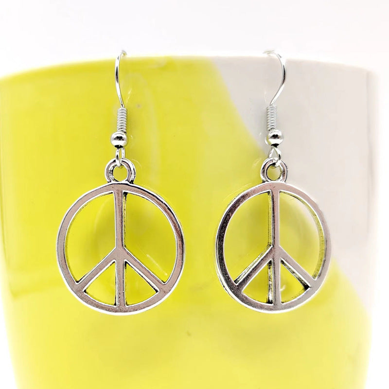 Wholesale Bohemian Vintage Alloy Peace Symbol Earrings