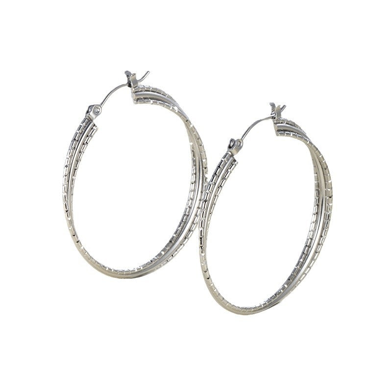 Wholesale Stainless steel heart-shaped large circle earrings