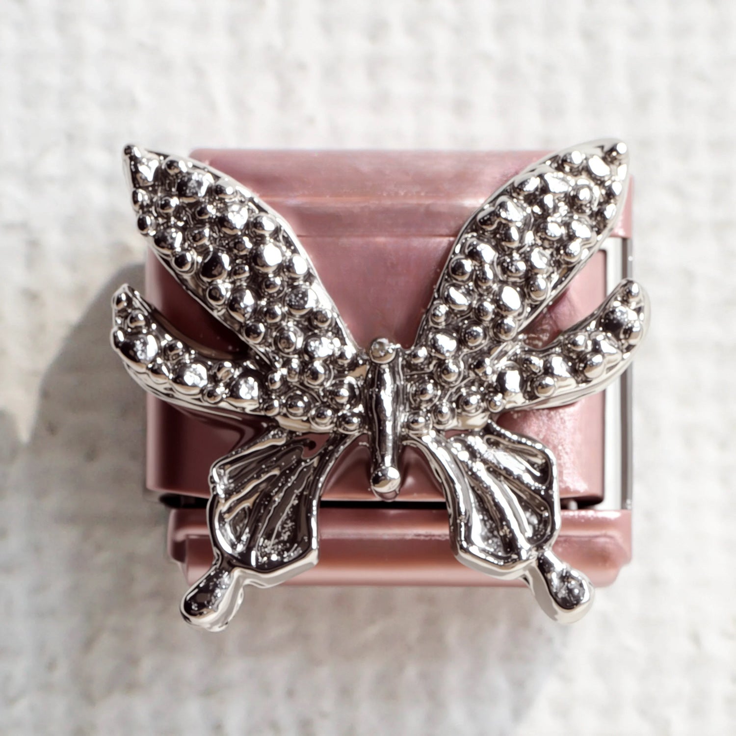 Wholesale 5PCS Stainless Steel Italian Charm Bracelet with Pink Butterfly Design Everyday Fashion Accessory