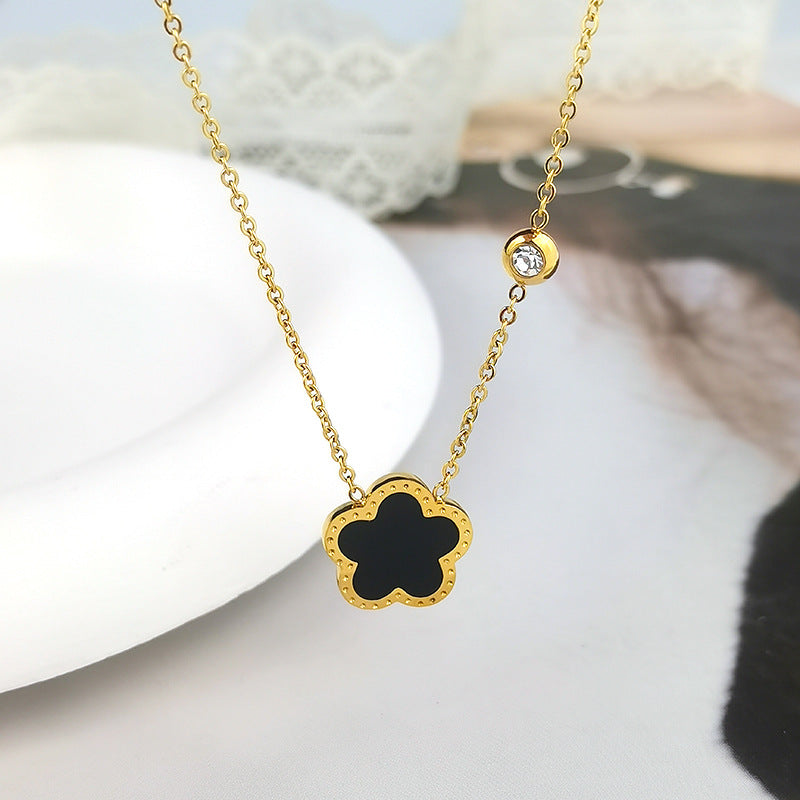 Wholesale Light Luxury Diamond Four-leaf CloverStainless Steel Necklaces ACC-NE-GuDi005