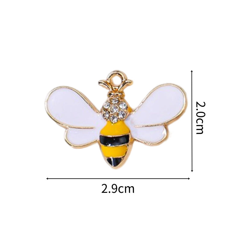 Wholesale 10pcs/pack  Alloy Oil Dripping Cartoon Bee Animal DIY Earrings Keychain Pendant Jewelry Accessories Bag Pendant