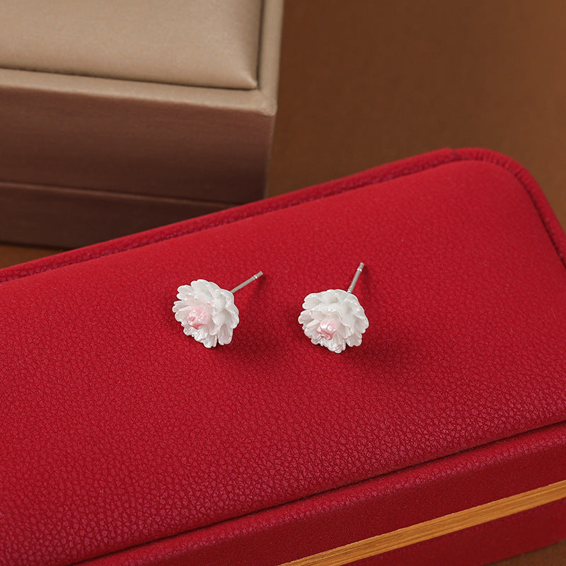 Wholesale Pink and White Flower Earrings S925 Silver Needle Forest Earrings ACC-ES-ZhiShifang004