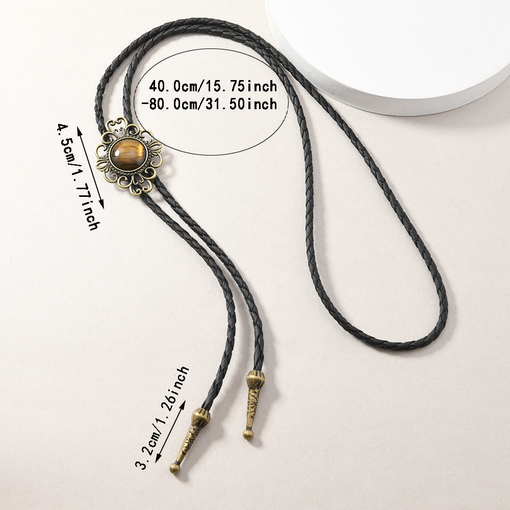Wholesale  Retro Metal Alloy Gemstone Pendant Necklace
