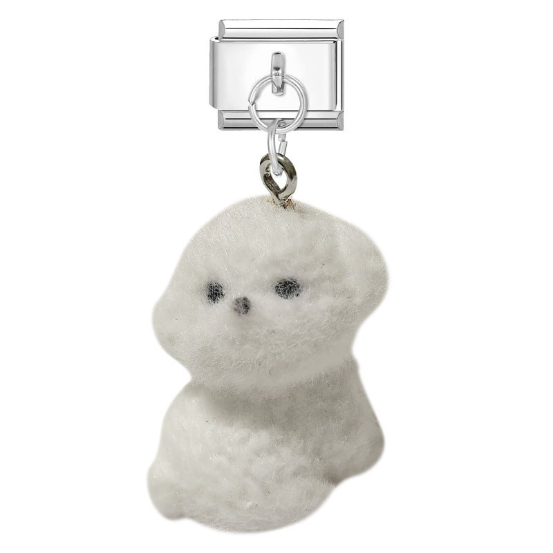 Wholesale 9mm Italian Charm Starter Bracelets DIY Cute Flocked Doll Pendant Stainless Steel Composable Bracelet