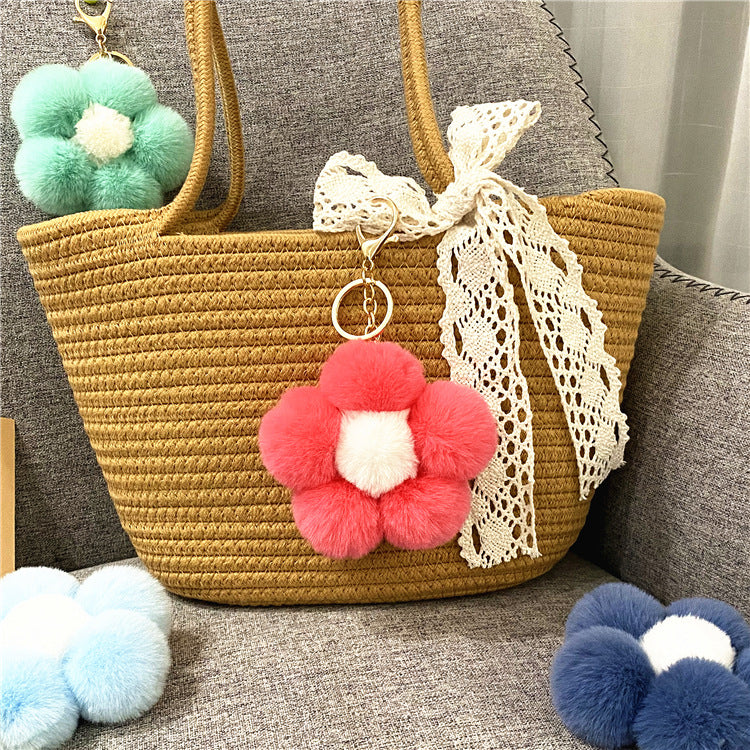 Wholesale Cute Flower Plush Keychain Red Plush Bag Charm For Bags And Car Keys Everyday Use Gift Boutique Resale