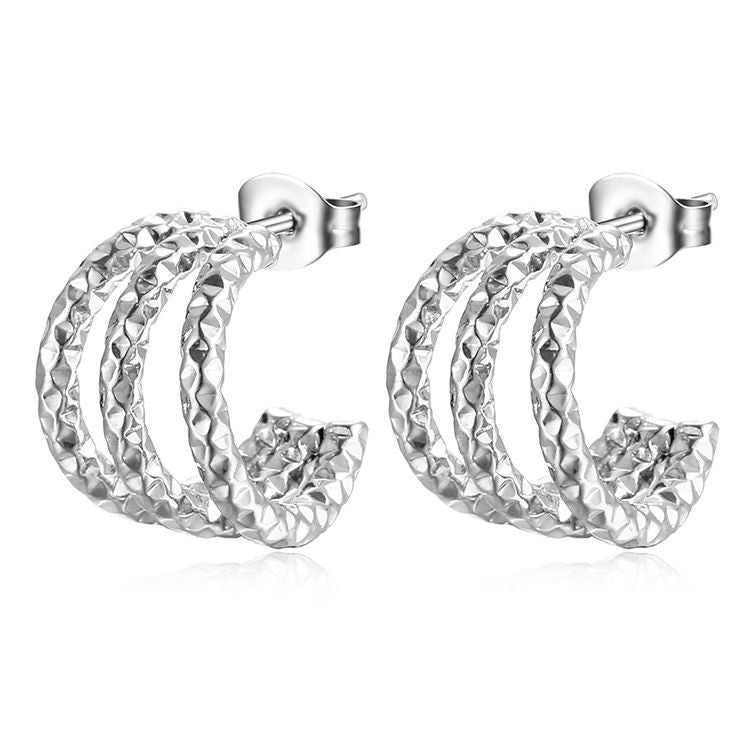 Wholesale Titanium Steel Electroplating Earrings Simple Multi-Layer Design Women' s Jewelry Accessory