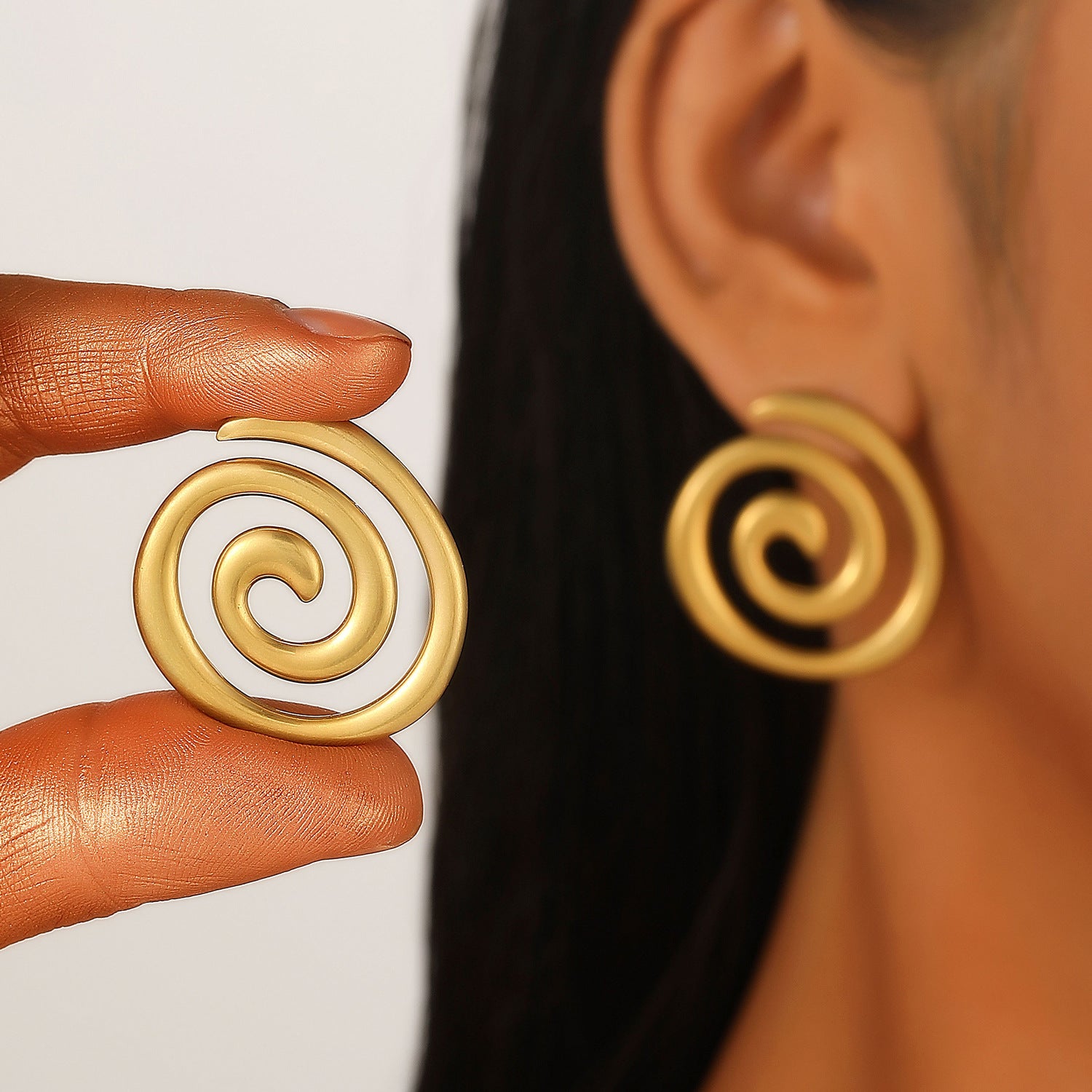 Wholesale Stainless Steel Electroplated Geometric Heart Sun Spiral Eye Earrings Stylish Women S Jewelry Accessory