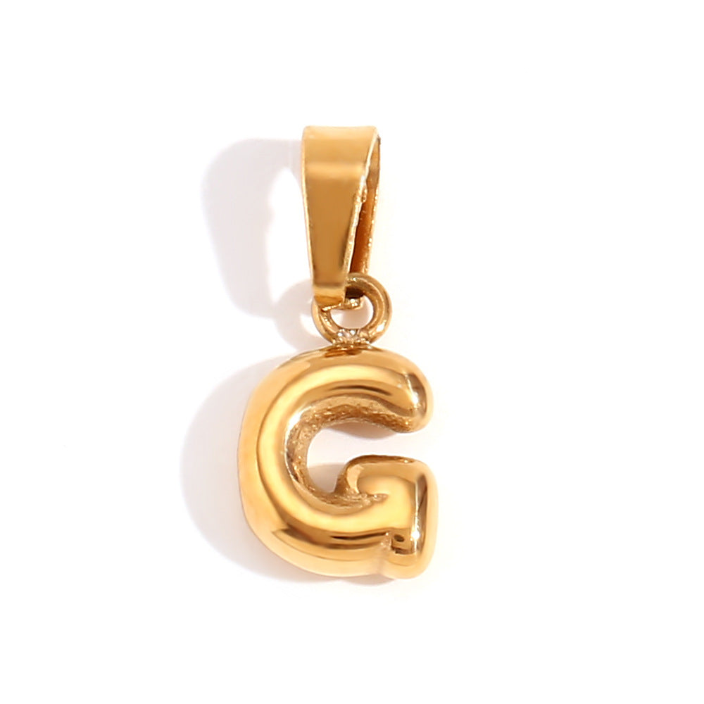 Wholesale Stainless Steel Plated 18K Gold Mini Bubble Lettering Pendant ACC-NE-Mengj001