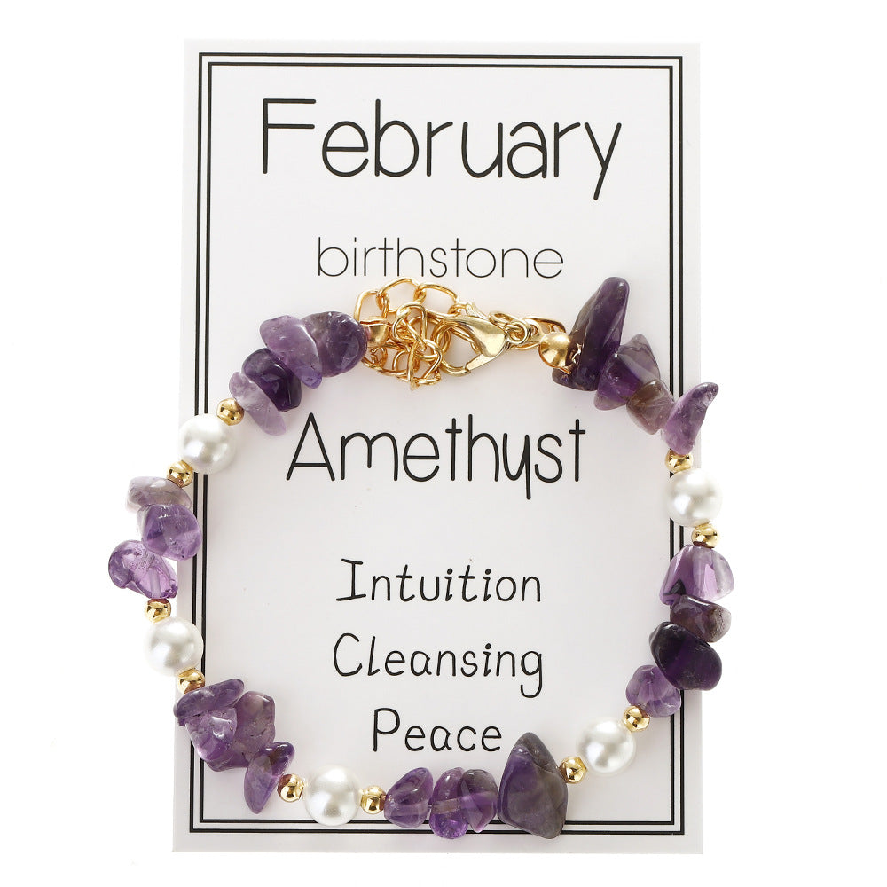 Wholesale  Beaded Stone Bracelet Garnet Moonstone Peridot Amethyst Gravel December Birthstone Bracelet