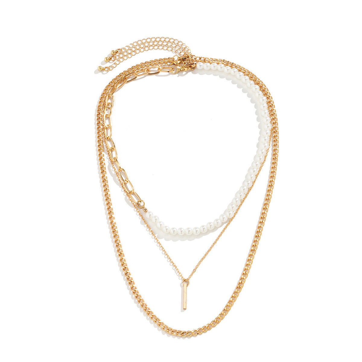 Wholesale Fashion Layered Gold Stainless Steel Segment Necklace Jewelry Accessory Gift