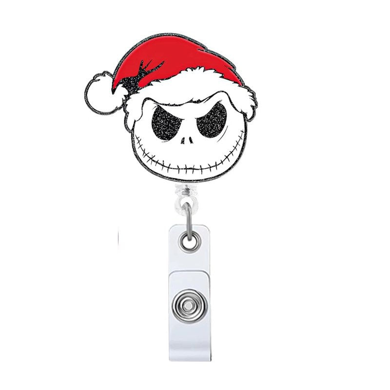 Wholesale Christmas Tree Holiday Glitter Badge Clip Retractable Keychain ACC-KC-LingYu014