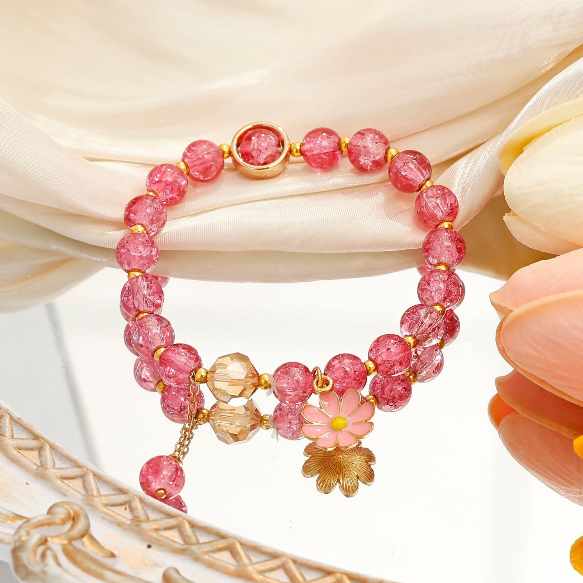 Wholesale  Crystal Glass  Bracelet Sunflower Bestie Bracelet