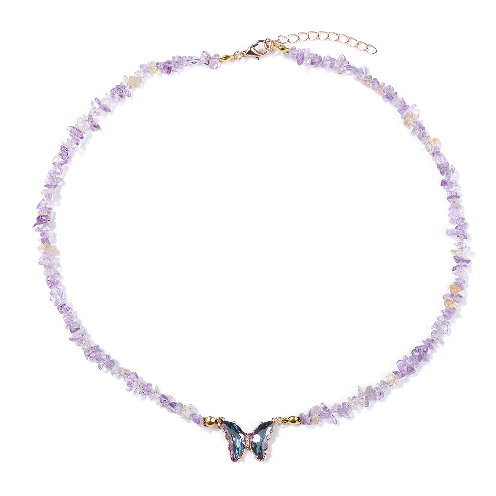 Wholesale Agate Bead Necklace with Artificial Crystal Pendant,  Geometric Handmade Jewelry Accessory for Women Everyday Wear