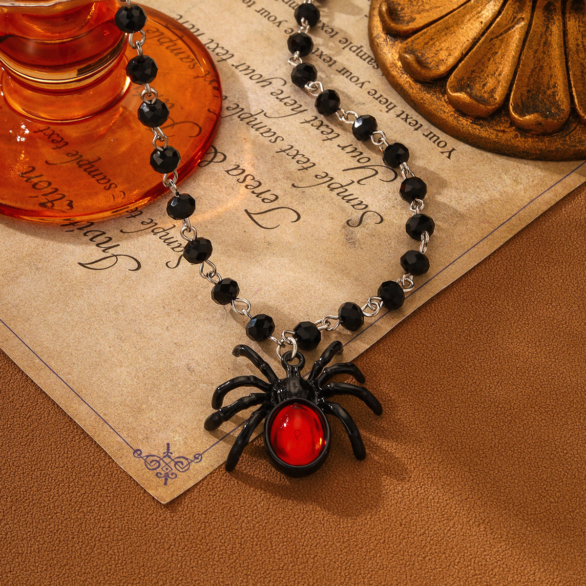 Großhandel Gothic Style Kreative mehrschichtige Spinnenkristallkette