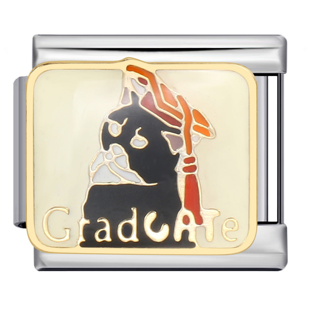 Wholesale Italian Charm Bracelet 9mm DIY Splicing Removable Gold Plated Oil Drop Cartoon Stainless Steel Composable Bracelet