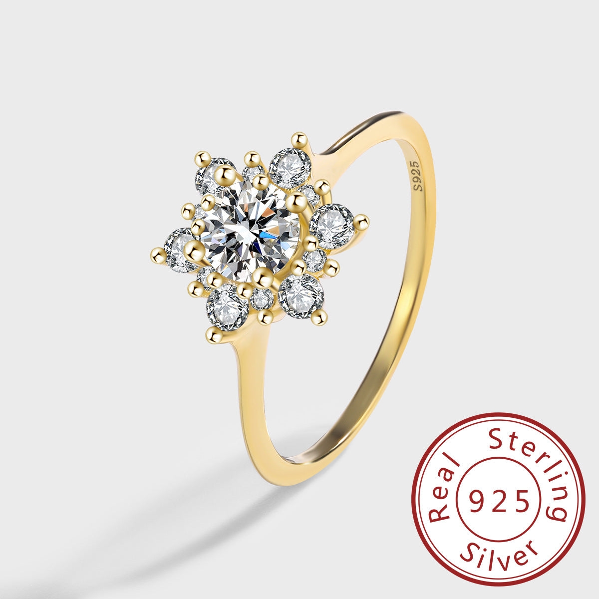 Wholesale Creative Diamond Snowflake S925 Sterling Silver Ring