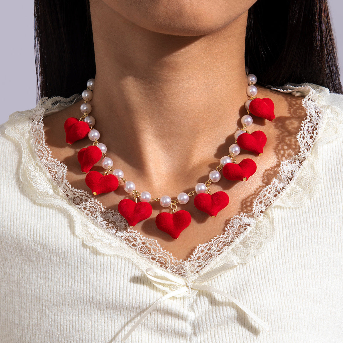 Wholesale  Acrylic Red Love Geometric Irregular Gravel Necklace