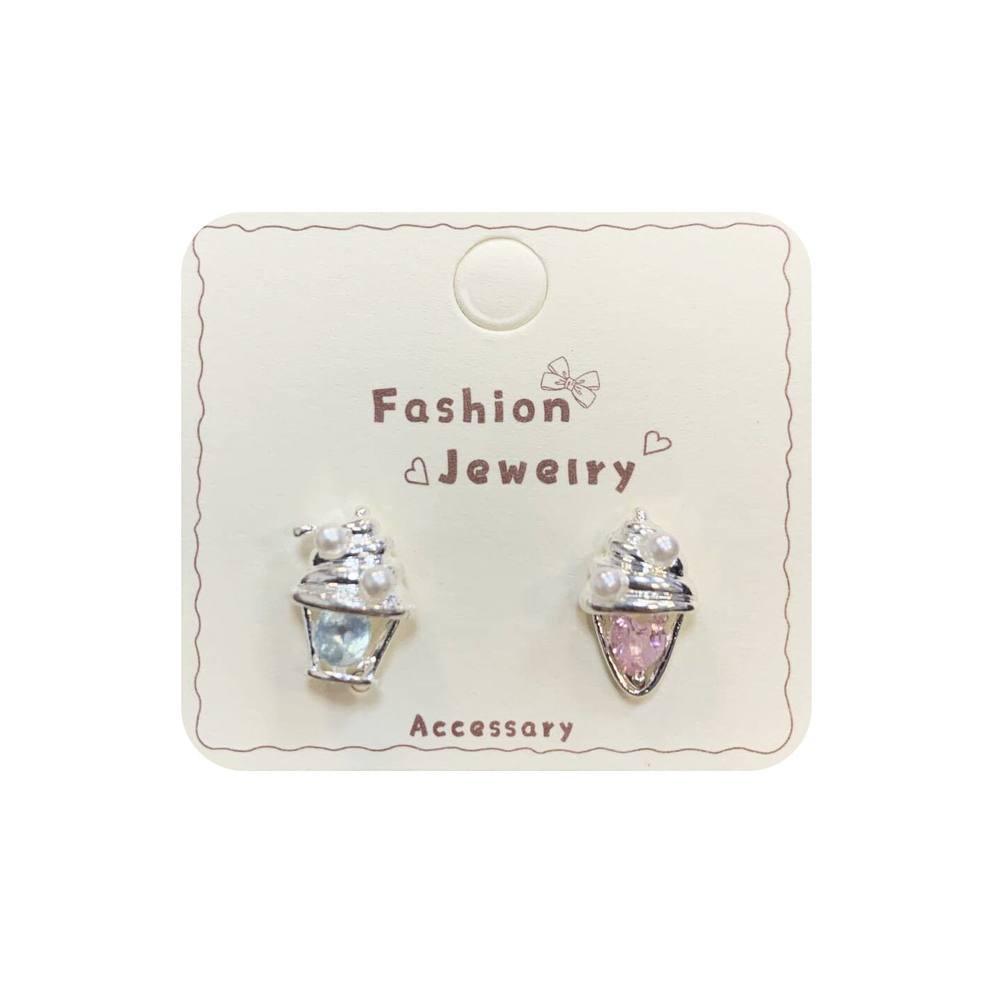 Wholesale Fun bread ice cream fruit dessert earrings silver needle sweet exquisite bow earrings