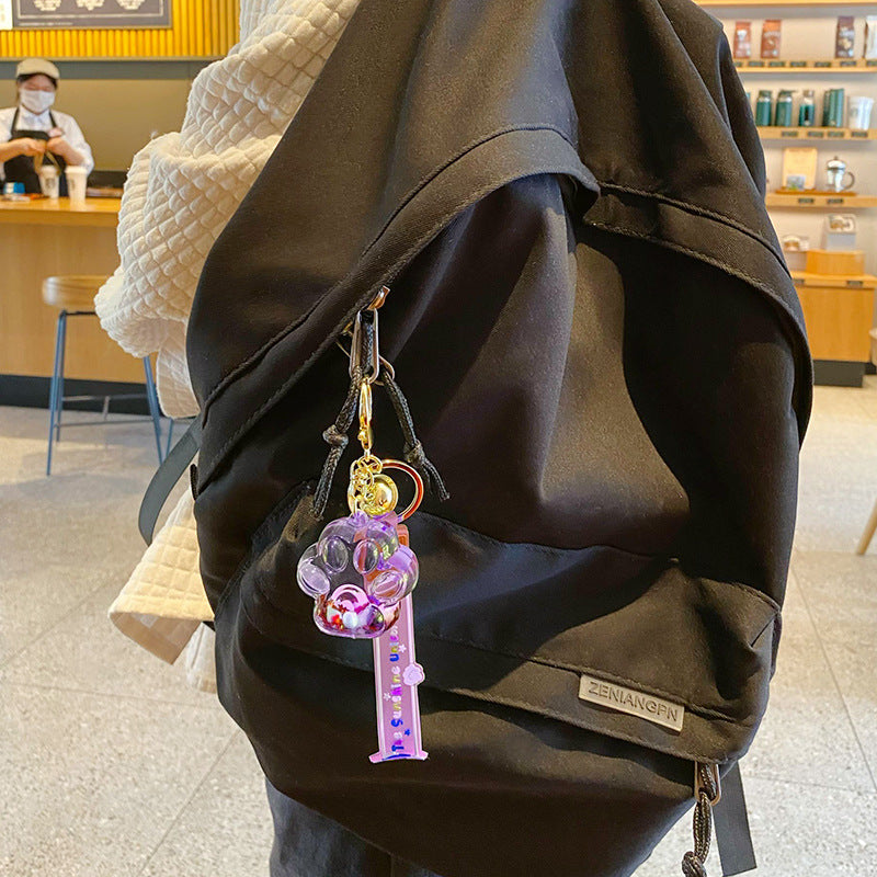 Wholesale oil cat claw quicksand pendant creative car keychain