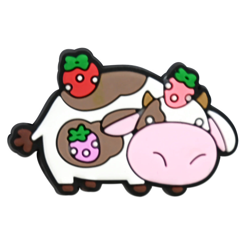Random 100pcs Cute Cow PVC Soft Rubber Shoe Buckle Decoration ACC-SC-RYY067