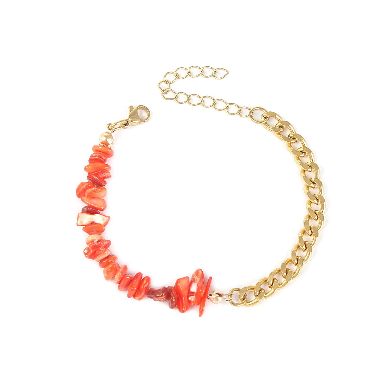 Wholesale Color Irregular Natural Shell Golden Stainless Steel Double Hand Bracelet