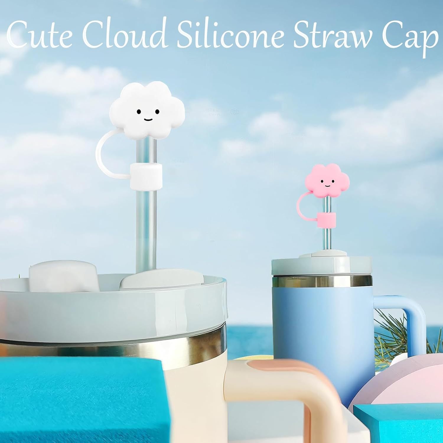 Wholesale  Cartoon Animal Rabbit Panda 10mm PVC Soft Straw Tube Cap