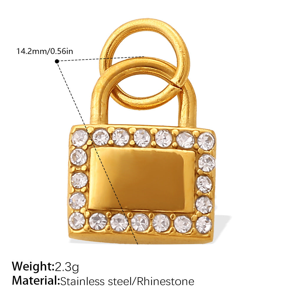 Wholesale Diamond-Encrusted Key Lock Stainless Steel Pendant Accessories