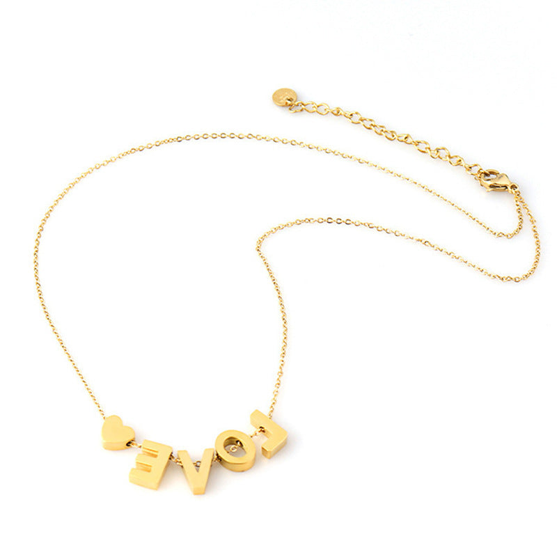 Wholesale Gold Letter Necklace Pendant 26 English Letters Titanium Steel Necklace ACC-NE-FaDiniya001