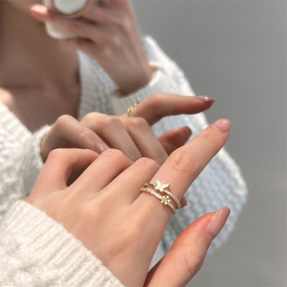 Wholesale Colorful Drip Enamel Butterfly Ring ACC-RS-Yues006